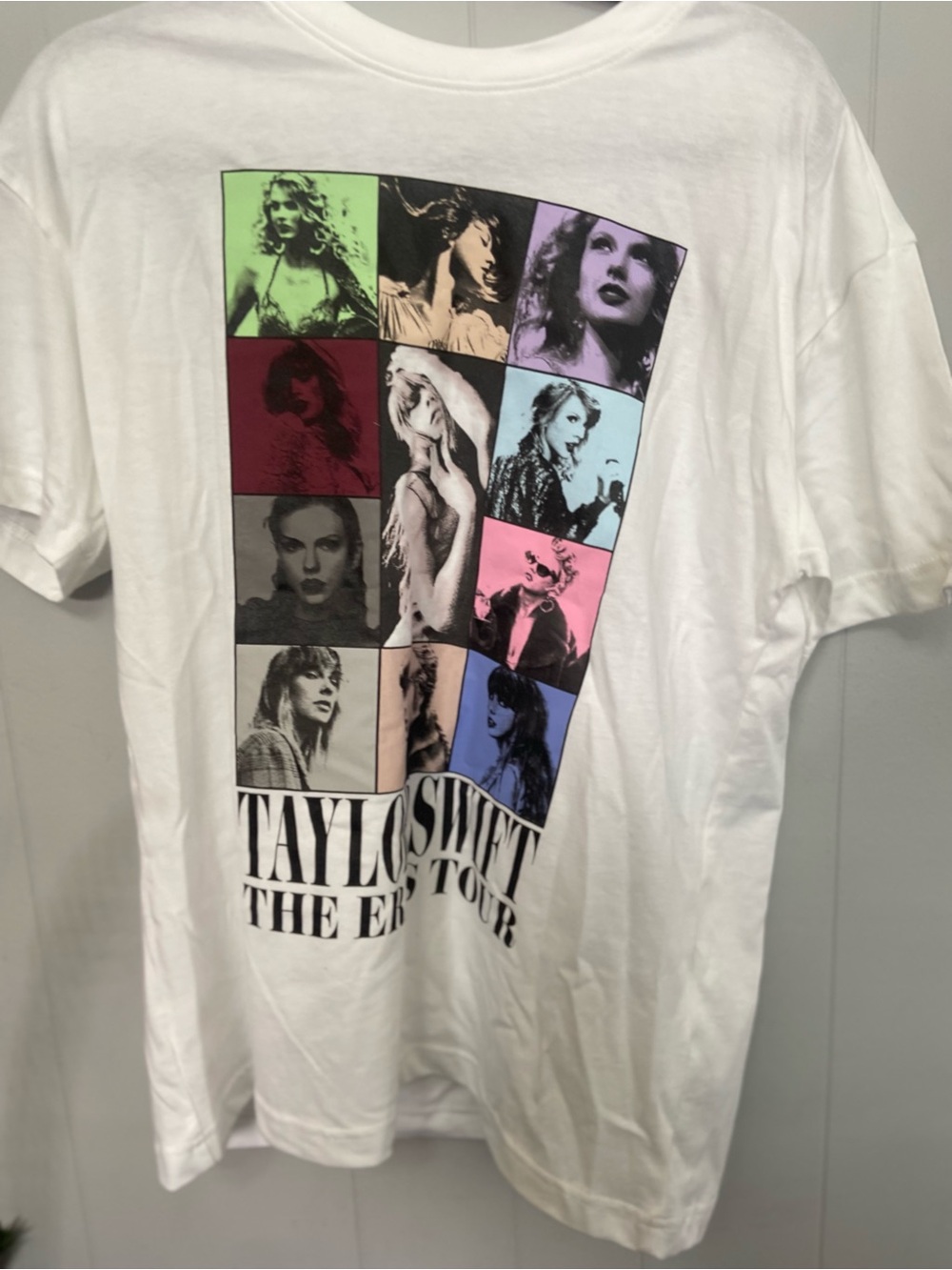 Taylor Swift White Short Sleeve Graphic Tour Tee with Multicolor Photo Panel